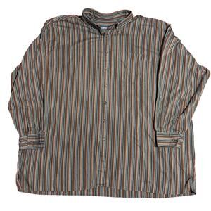 Canyon Ridge 3XL Striped Button Down Shirt Long Sleeve Brown Blue Mens
